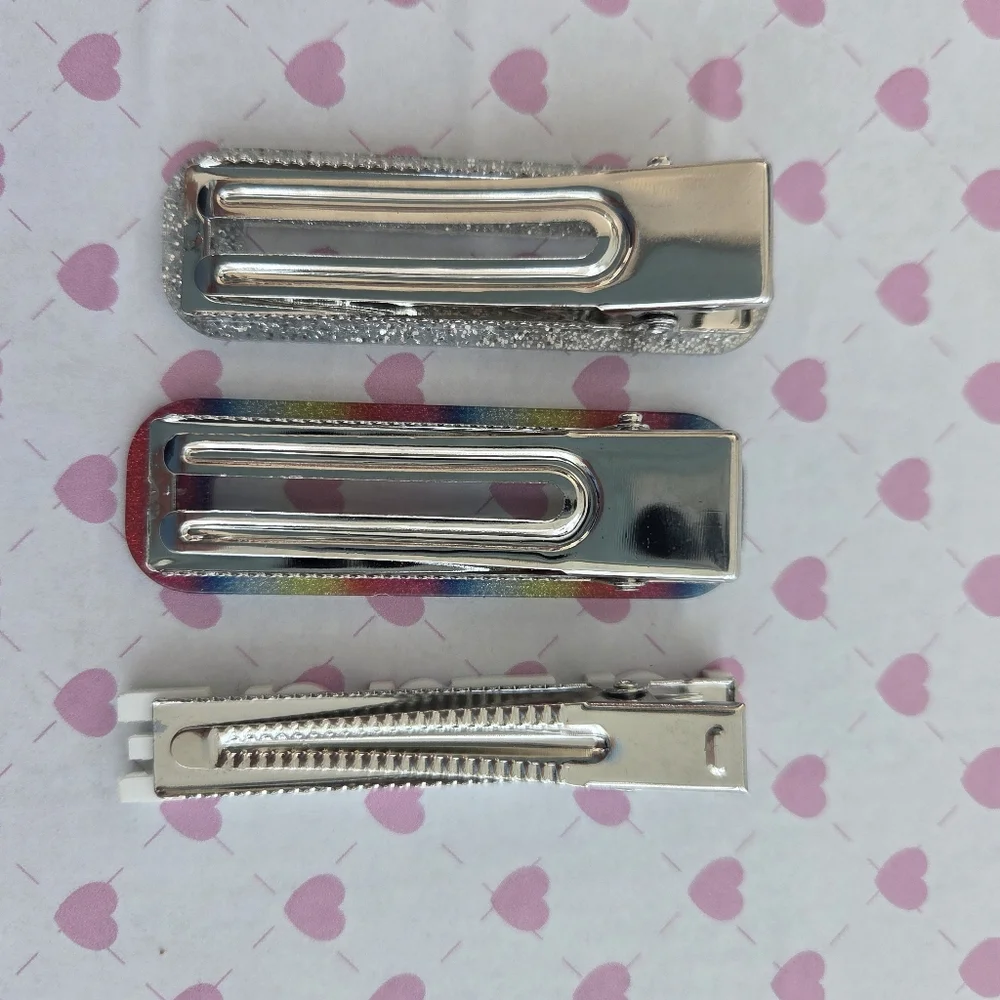 PINK Victoria’s Secret Hair Clips Set | Glitter Rainbow & LOVE Barrettes